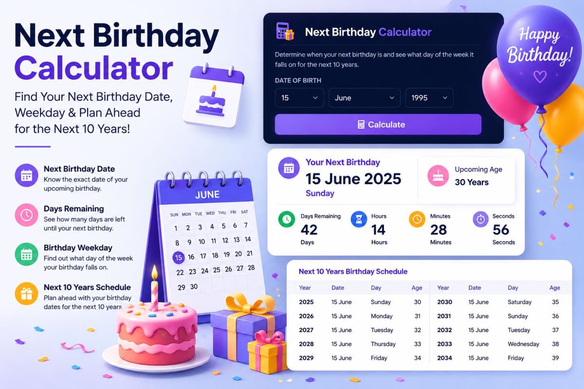 Next Birthday Calculator – Find Your Next Birthday Date Instantly